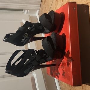 Pleaser Brand - Delight 669 Patent Elasticated Strap Heels